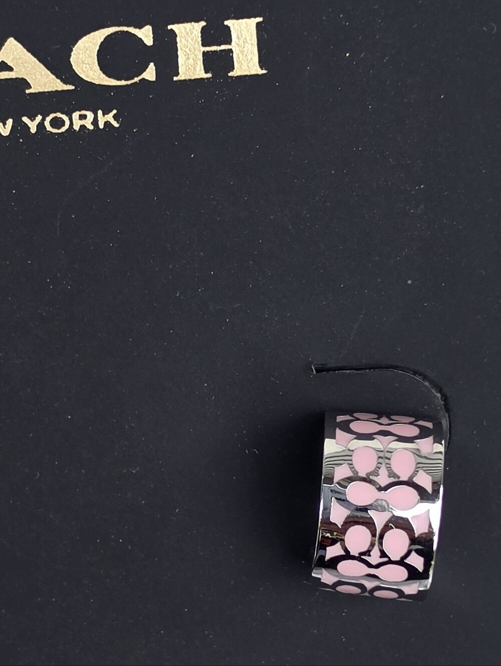 COACH Signature Enamel Huggie Earrings - Picture 3 of 6